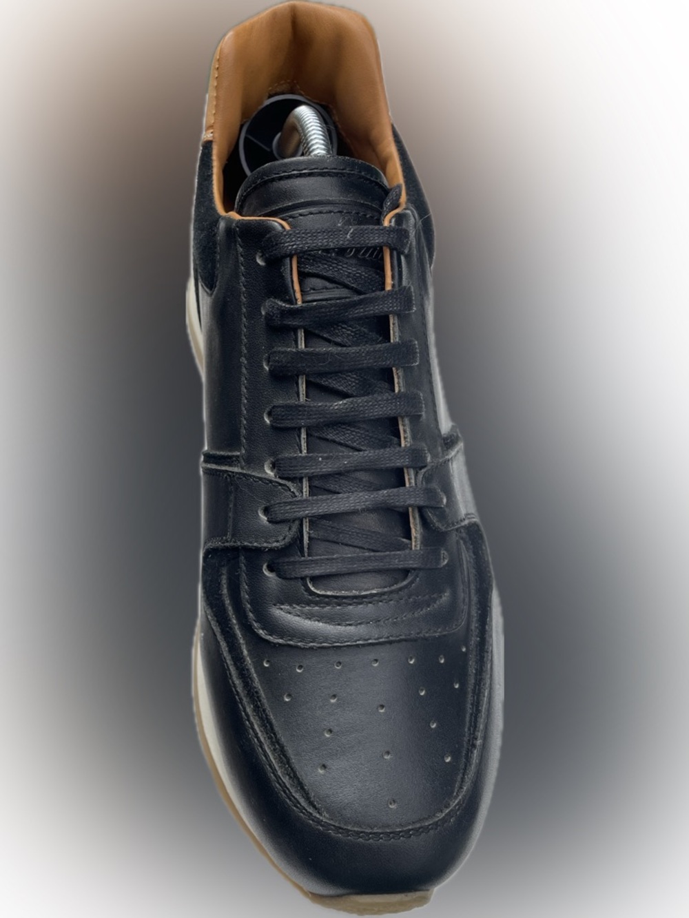Louis Vuitton Black Leather Athletic Sneakers with Tan Trim - Picture 6 of 6